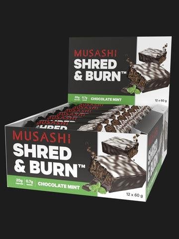 Musashi Shred & Burn Bar 60G (Box of 12 Bars) Choc Mint