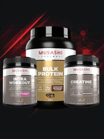 Musashi Rugby League Bundle Pack Chocolate / Unflavoured (350G) / Purple Grape