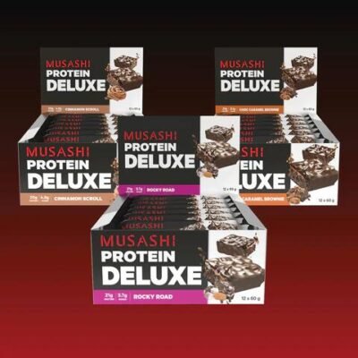 Musashi Deluxe Protein Bar Value Bundle Pack Peanut Crunch / Peanut Crunch / Cinnamon Scroll