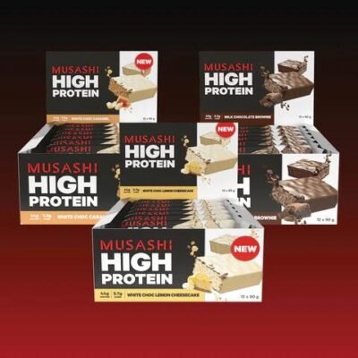 Musashi High Protein Bar Value Bundle Pack Cookies & Cream / Dark Chocolate & Salted Caramel / Peanut Butter