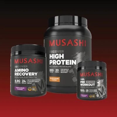 Musashi Pre-During-After Training Bundle Salted Caramel / Watermelon / Purple Grape