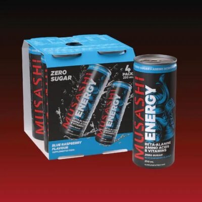 Musashi Energy Drink 250ml (4 Packs x 6) Blue Raspberry